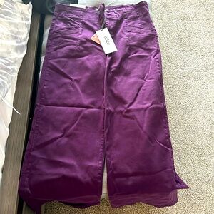 Women’s wide leg high rise jeans. Plum